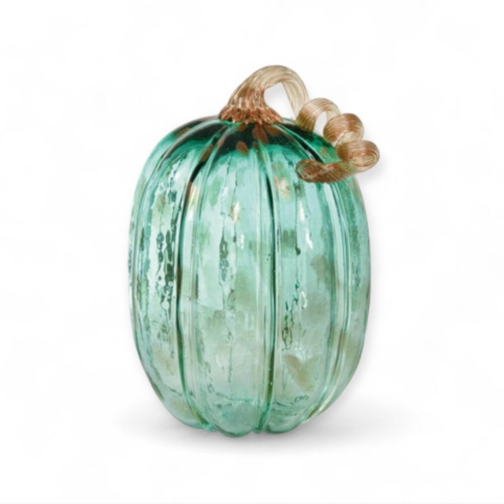 Christian Siriano Shabby Chic Blue Green Blown Glass Fall Pumpkin Beachy Decor